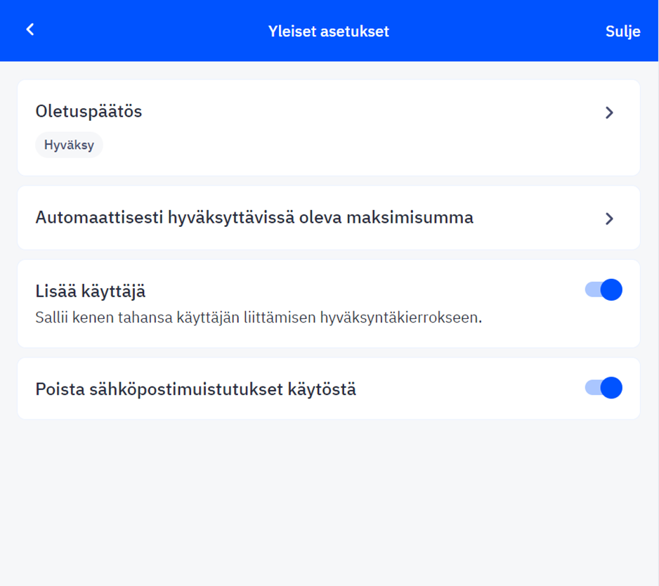 Hyväksymiskierrokset - ohjeet toiminnon käyttöön