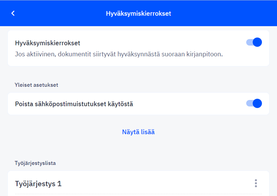 Hyväksymiskierrokset - ohjeet toiminnon käyttöön