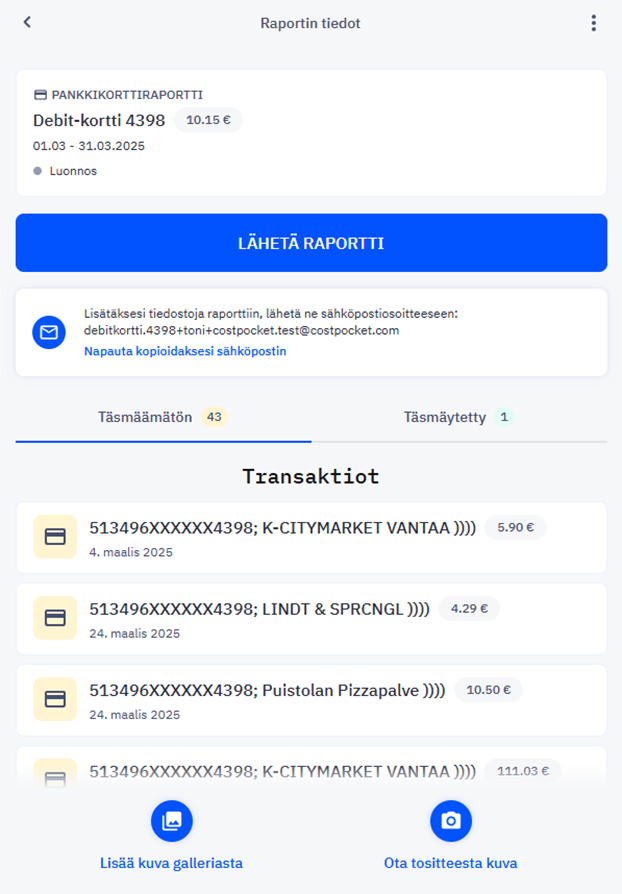 Korttitapahtumien käsittely ja täsmäyttäminen