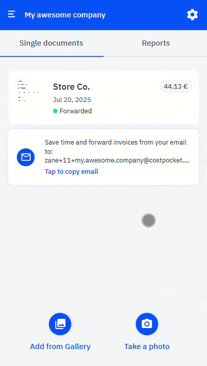 Express mode toggle in CostPocket document submission settings