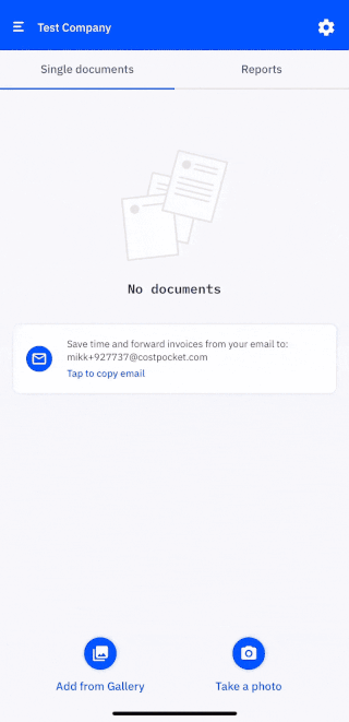 Photographing and submitting a receipt in the CostPocket mobile app