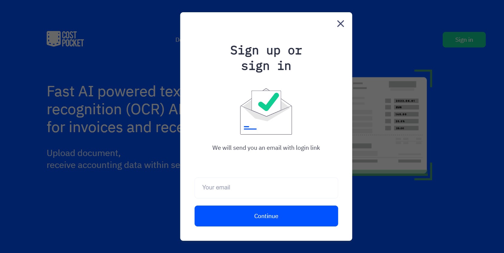 Create an account with DIGI by entering your email
