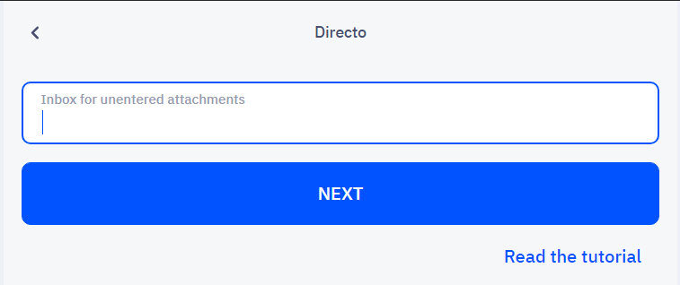 Entering the Directo inbox email address in CostPocket