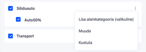 CostPocketis kululiigile alamkategooria lisamine või muutmine.