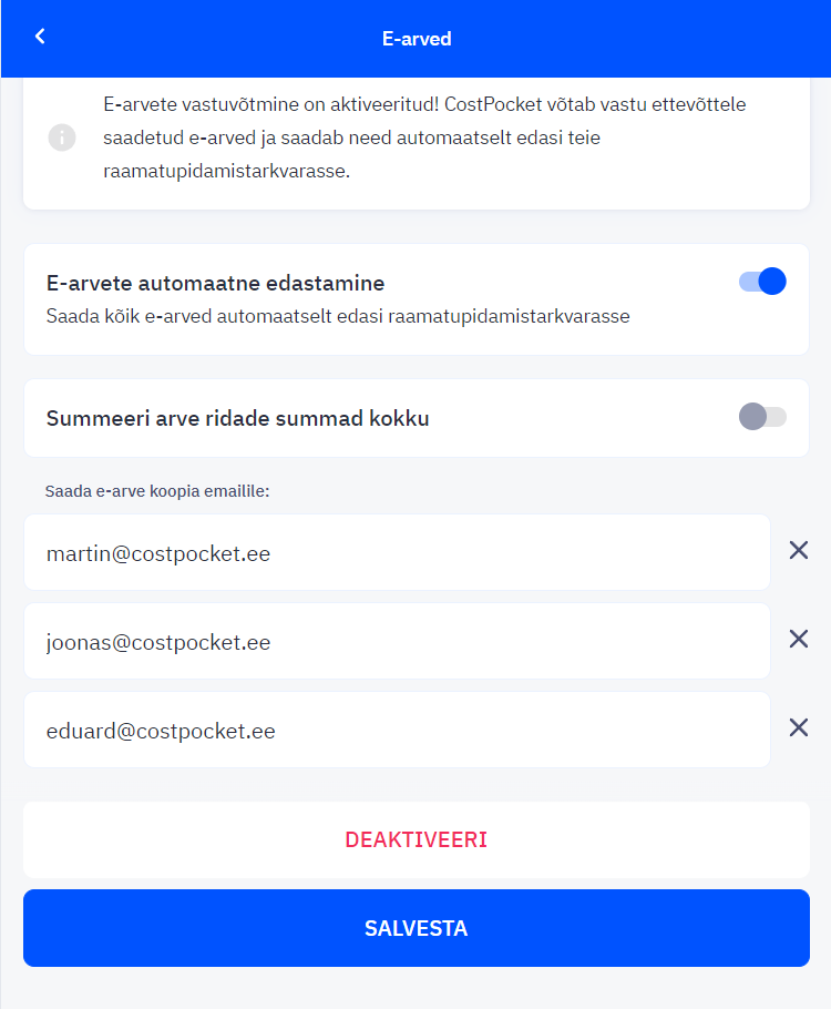 E-arvete vastuvõtmine