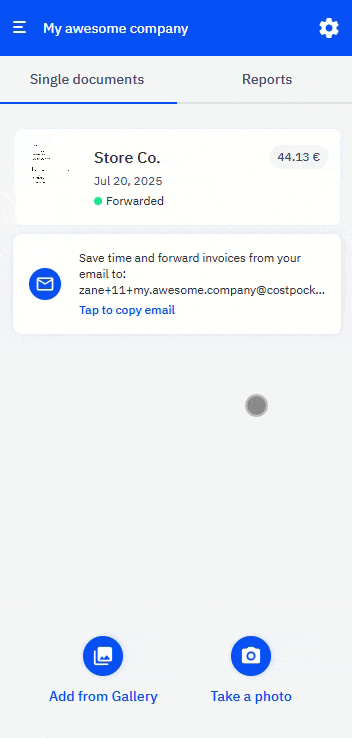 Set invoice recipientBilling settings in CostPocket with the invoice recipient field