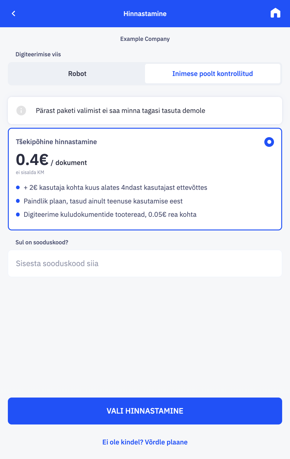 Hinnastamise valimine