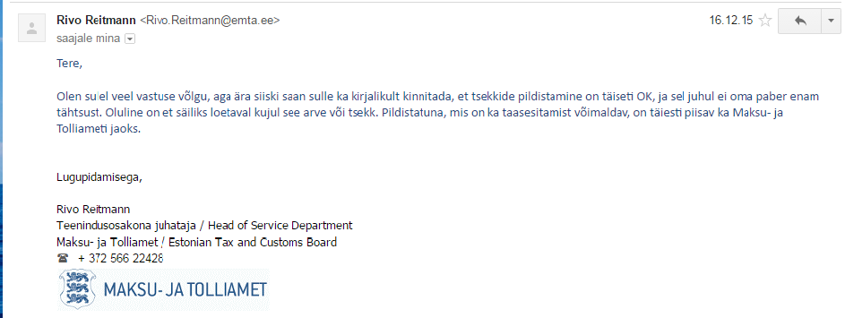 Kas tšekkide digitaalne hoiustamine on Eesti Vabariigi seadustega lubatud?
