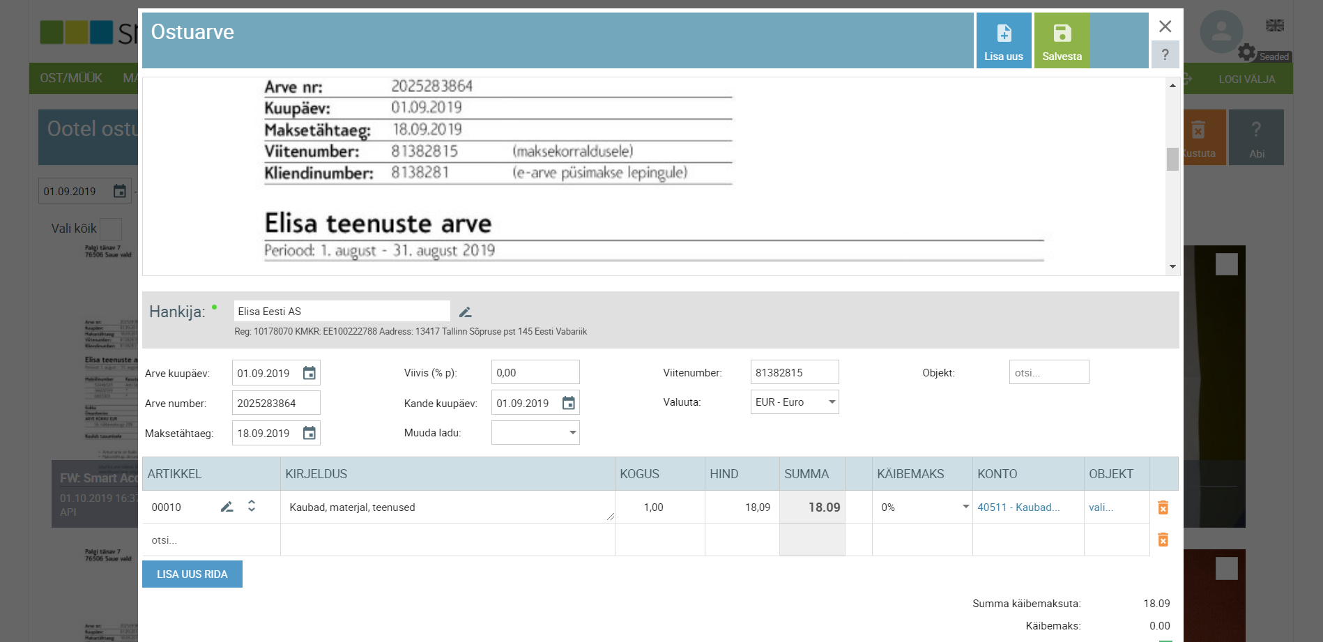 kõik dokumendid topelt CostPocketis ja SmartAccountsis