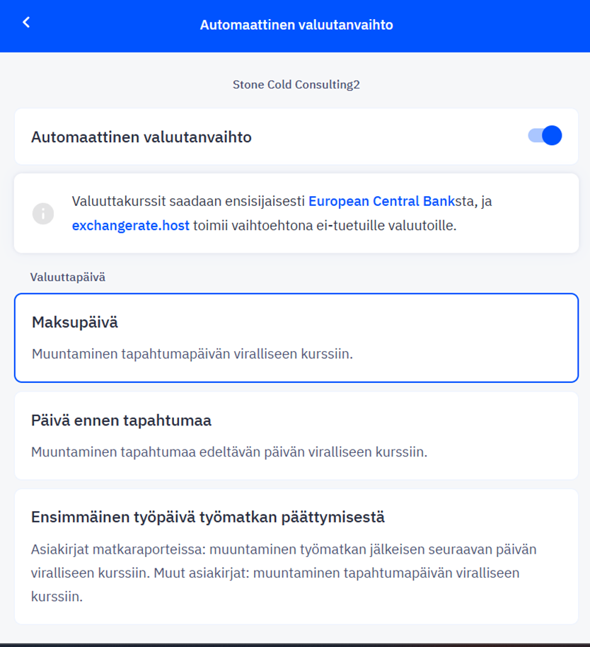 Automaattinen valuutanvaihto