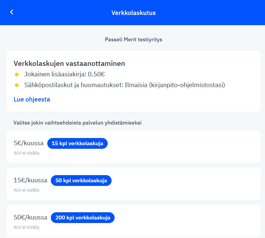 Verkkolaskujen vastaanottaminen