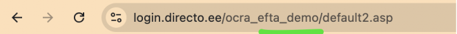 Directo browser URL highlighting the company name after ocra_ used to build the inbox address