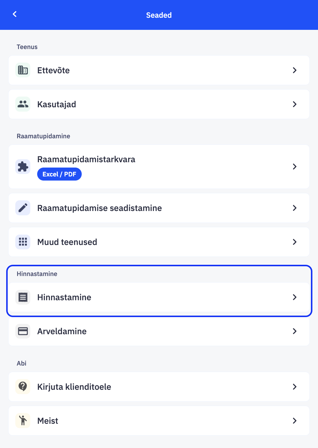 Hinnastamise valimine
