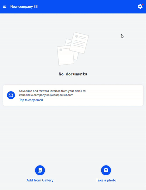 E-invoice activation screen in CostPocket settings
