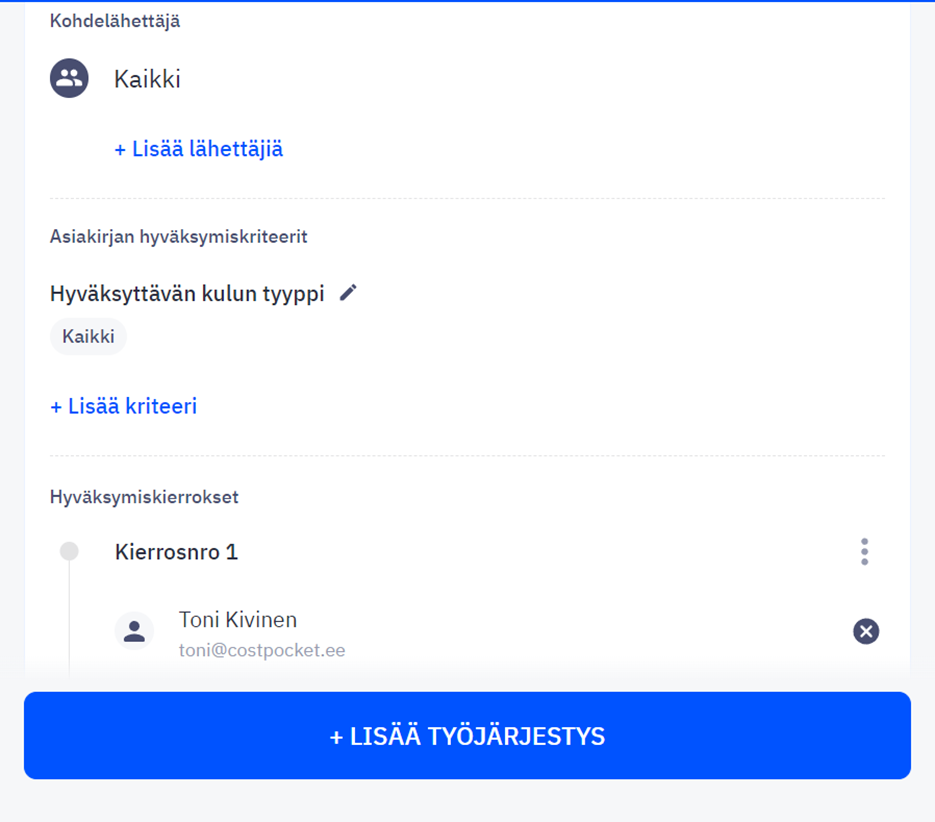 Hyväksymiskierrokset - ohjeet toiminnon käyttöön