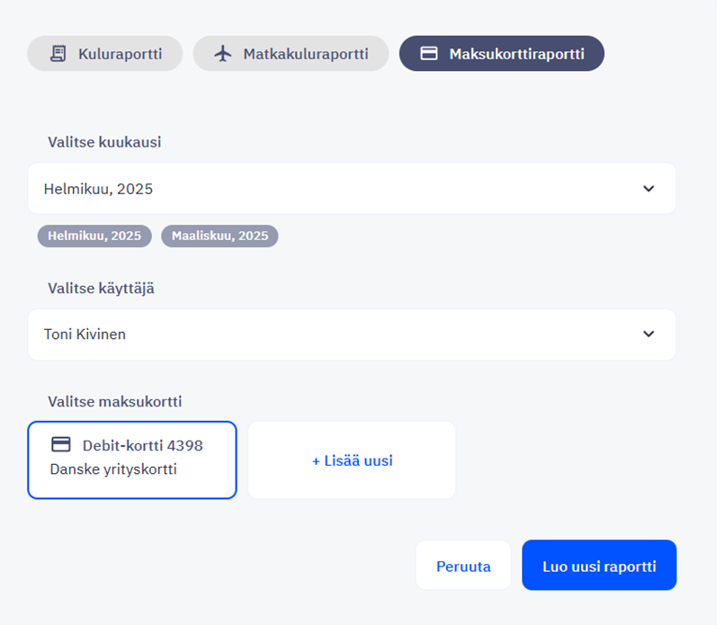 Korttitapahtumien käsittely ja täsmäyttäminen